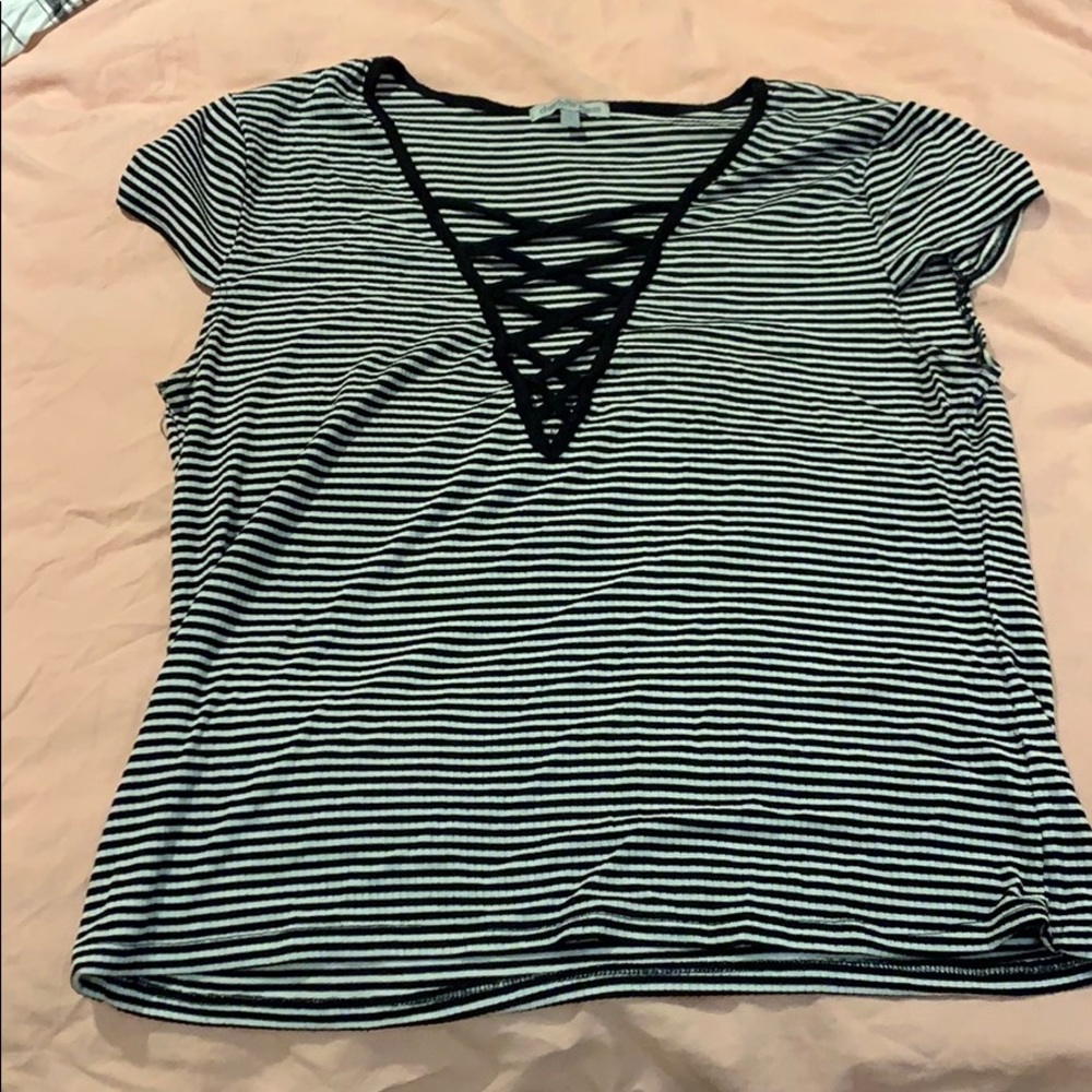 Striped v-neck